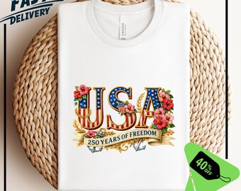 Retro Usa 250 Shirt, Independence Day Shirt, Celebrate 250th Anniversary Shirt Usa Flag Tee 4th of July Shirt Patriotic Gift