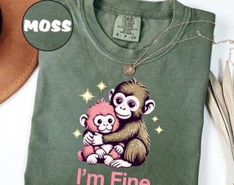 Comfort Colors® Monkey Punch Graphic Shirt, Baby Monkey Holding Plush Toy Tee, Animal Lover Gift, Cute Trendy Shirt