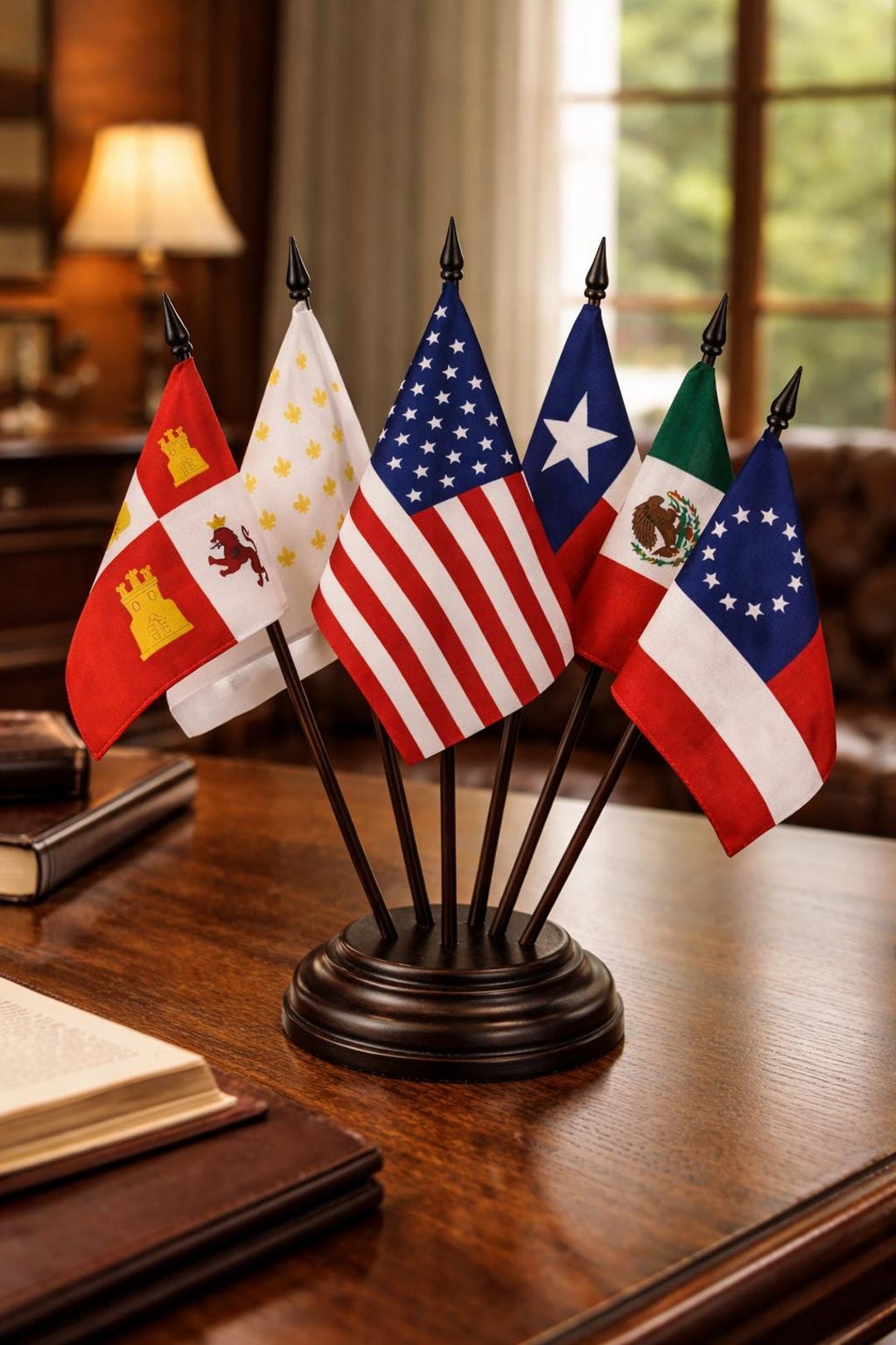 Collector Flags Six Flags Over Texas Wooden Desk Display – Historic Flags Collector ...
