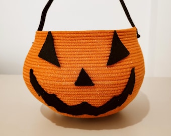 Halloween Pumpkin Tote Bag, Trick or Treat Basket, Kids Halloween Bag, Pumpkin Decor Tote, Halloween Party Gift Bag
