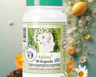 Athina® 90 Cápsulas de Té de Verbena Griega de Montaña Vegano - Orgánico. DE-ÖKO-006. PREMIUM
