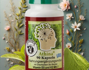 Athina® Verbena Griega Vitamina D3 y K2 MK-7 Té de Montaña 90 Cápsulas. PREMIUM
