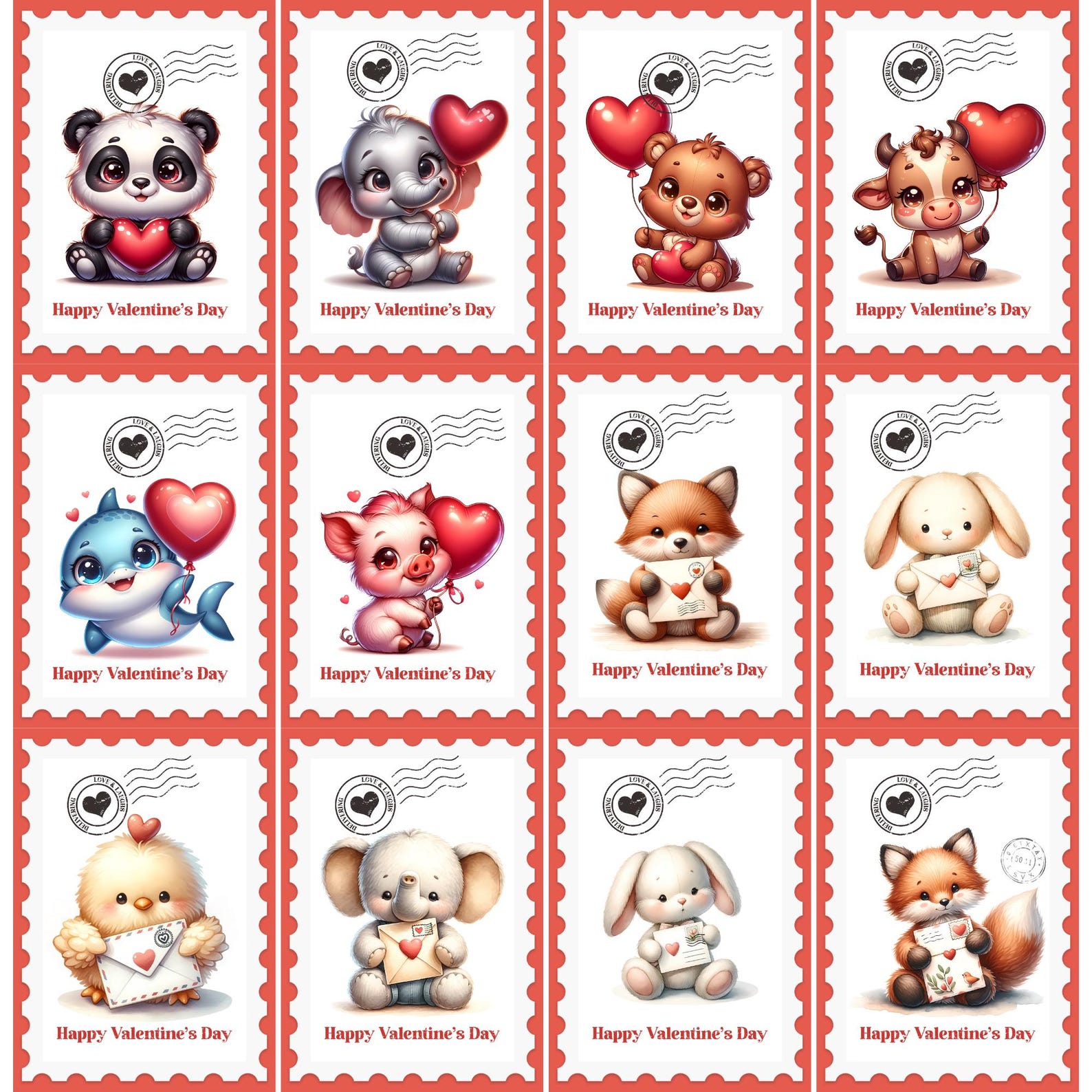Animal Valentines Day Cards | Printable Animal Valentines for Kids ...
