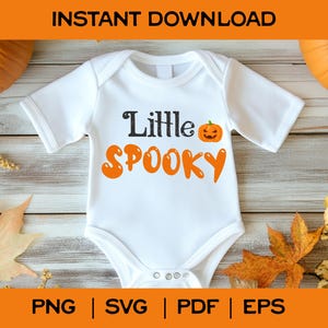 Little Spooky Halloween SVG: Baby Onesie Design (Digital Download)
