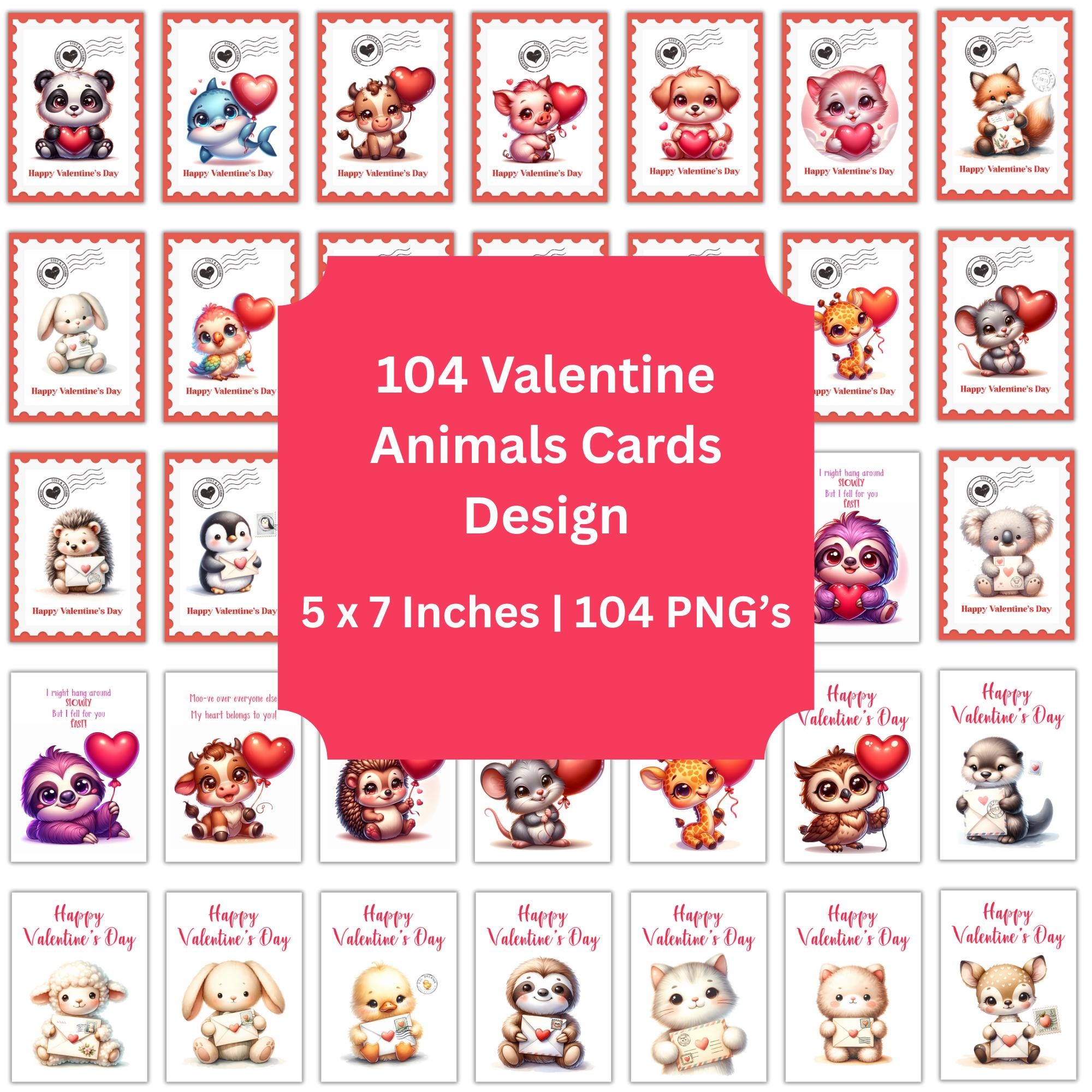 Animal Valentines Day Cards | Printable Animal Valentines for Kids ...