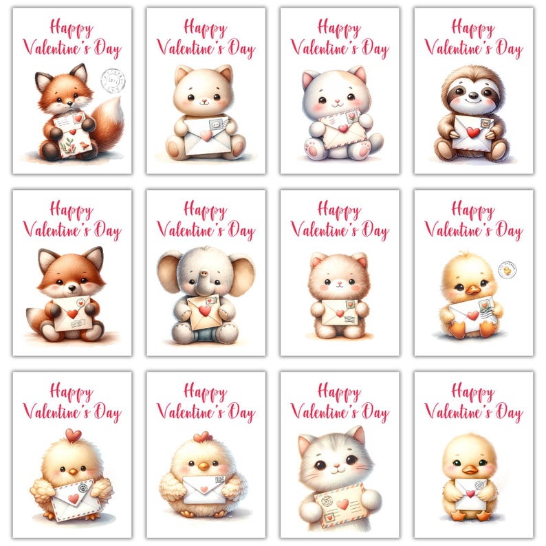 Animal Valentines Day Cards | Printable Animal Valentines for Kids ...