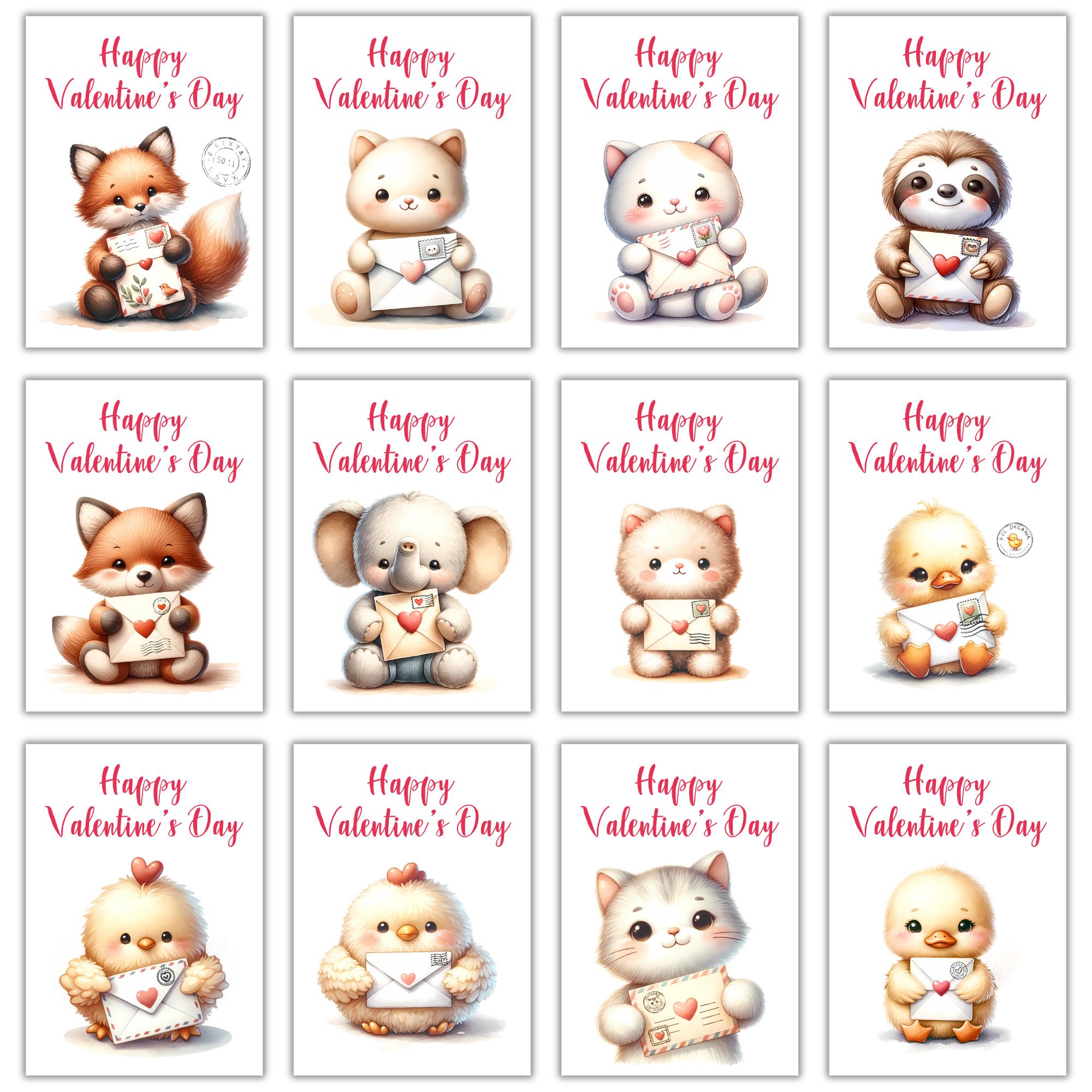 Animal Valentines Day Cards | Printable Animal Valentines for Kids ...