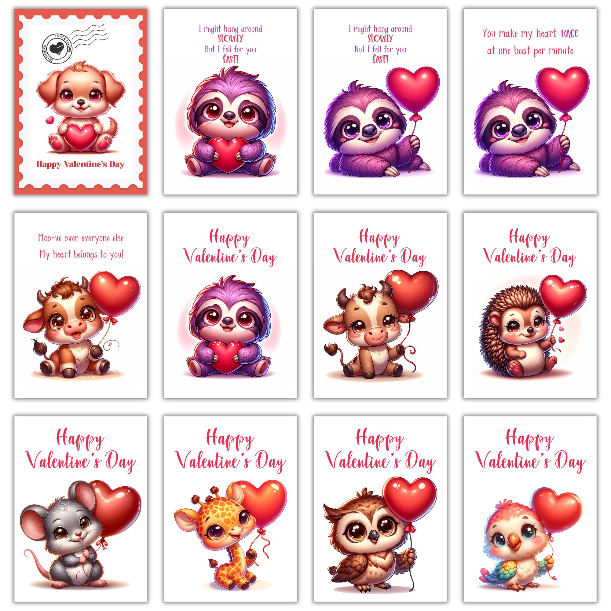 Animal Valentines Day Cards | Printable Animal Valentines for Kids ...