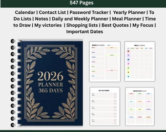 2026 Planner 365 Days Canva Template | KDP Interior Printable PDF | Daily Weekly Monthly Planner