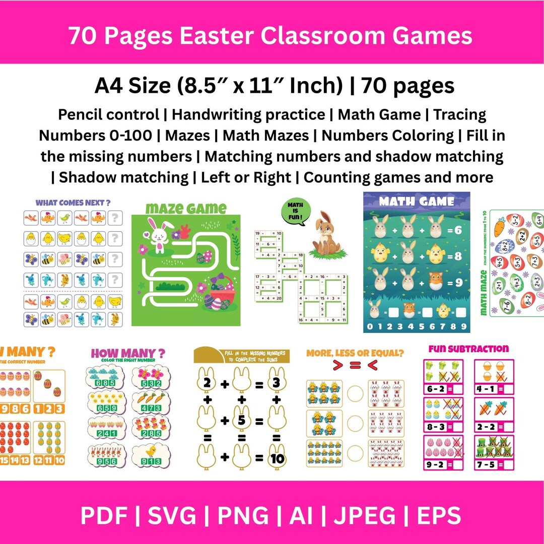 70+ Printable Easter Games Bundle, Easter Activity for Kids, Kids ...