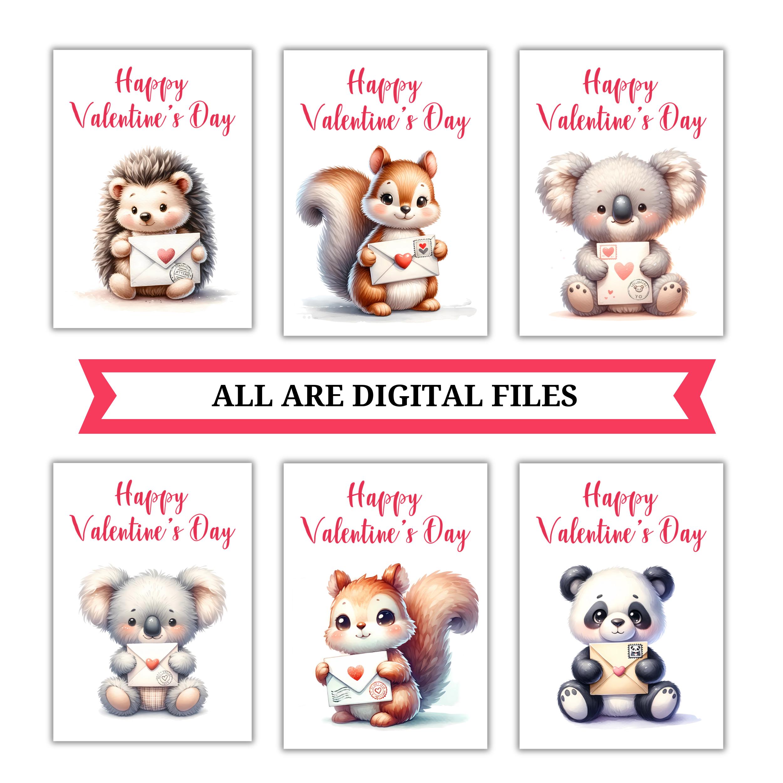Animal Valentines Day Cards | Printable Animal Valentines for Kids ...