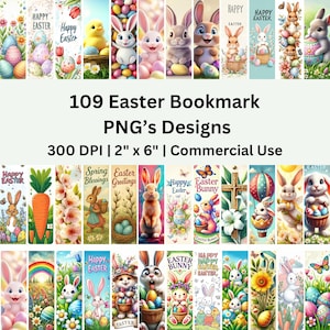 Easter Printable Bookmarks, Digital Downloads , Bunny Easter Bookmark Set, Set of 109 "Easter" Printable Bookmarks, Easter Bookmarks PNG's