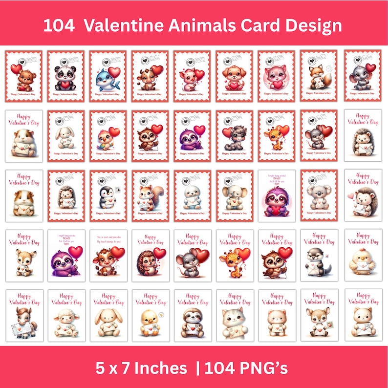 Animal Valentines Day Cards | Printable Animal Valentines for Kids ...
