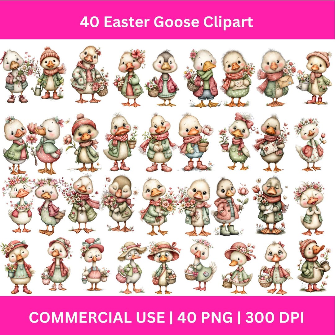 Goose Easter Clipart - Cute Goose Png - Watercolor Easter Goose PNG ...