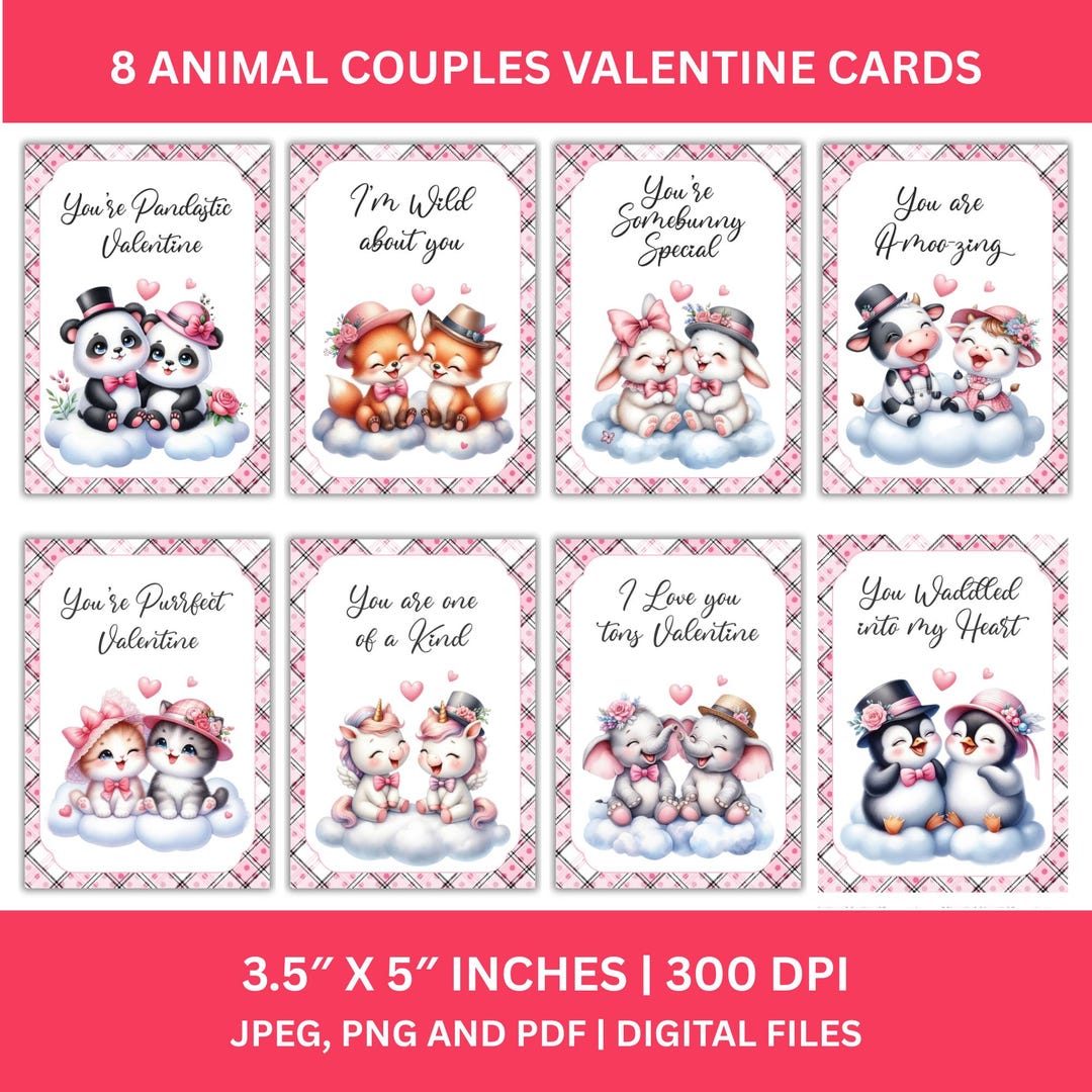 Cute Animal Valentines Day Cards | Printable Animal Valentines for Kids ...
