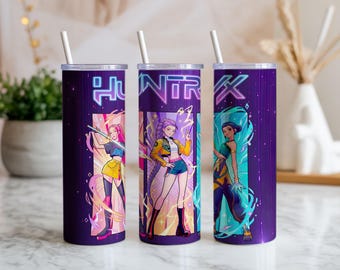 Kpop meidengroep beker wrap png, neon popster sublimatie ontwerp (directe download)
