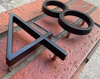 Plaque d'adresse moderne noire/lettres et numéros de maison modernes en aluminium flottant / 5 pouces/chiffres de maison modernes et épurés/chiffre noir