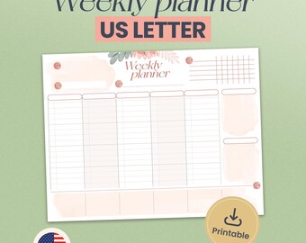 Weekly Planner Printable US Letter PDF JPG – Minimalist To-do List ...