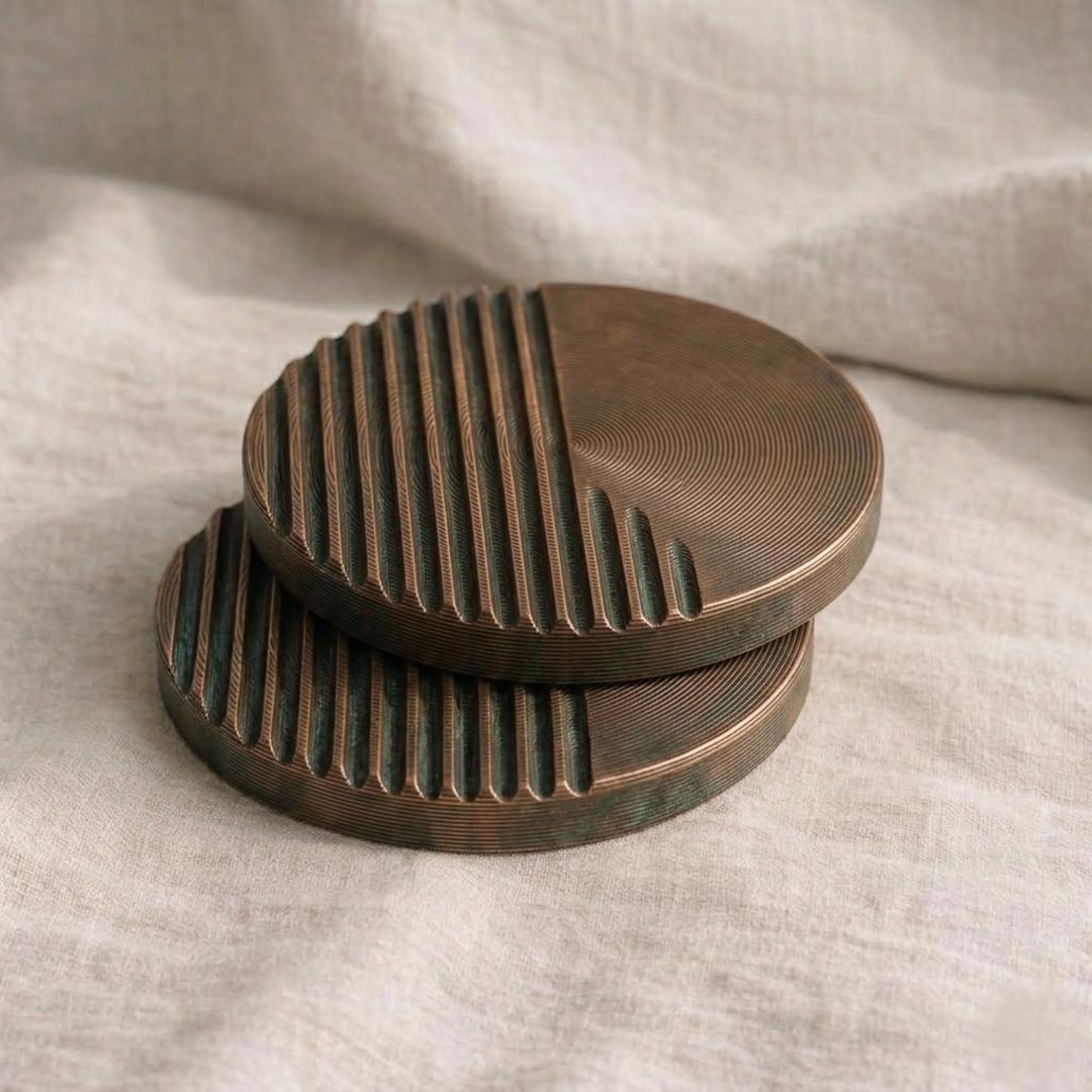 Architectural Fluted Coasters Bronze Metallic Antique-style Drink Mats ...