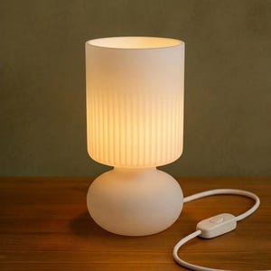 Doric Column Ribbed Lamp | Minimalist Matte Polymer Bedside Light | Classical Decor