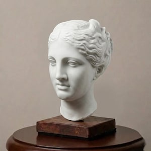 Statue buste Igea - sculpture de déesse de la santé - décoration mythologie grecque - cadeau de bureau bien-être - art de la Grèce antique - art du bois durable