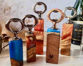 Handmade mesquite bottle openers upcycled mesquite wood with colored resin