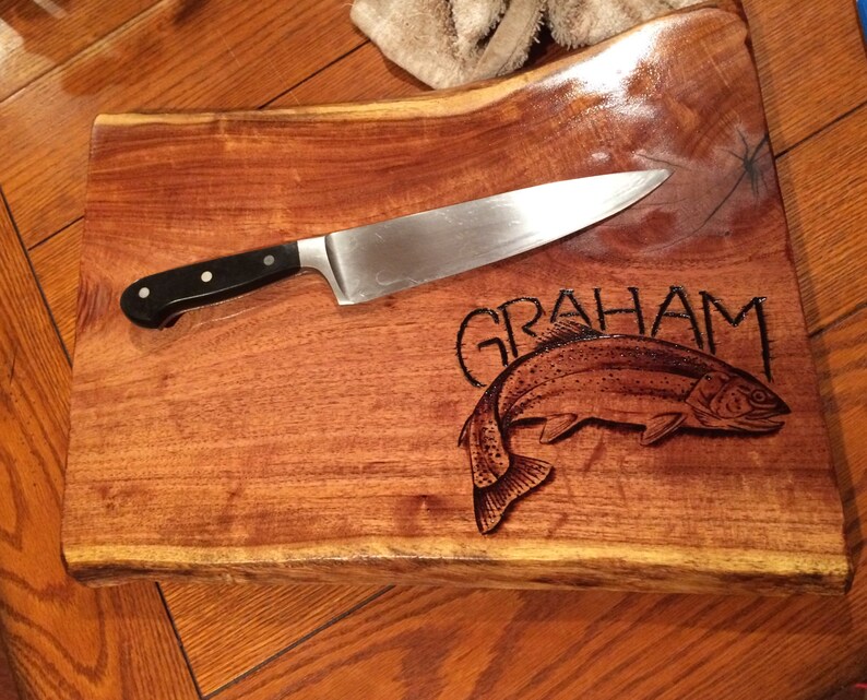 Fishing theme mesquite cutting board CREATE YOUR OWN design Etsy