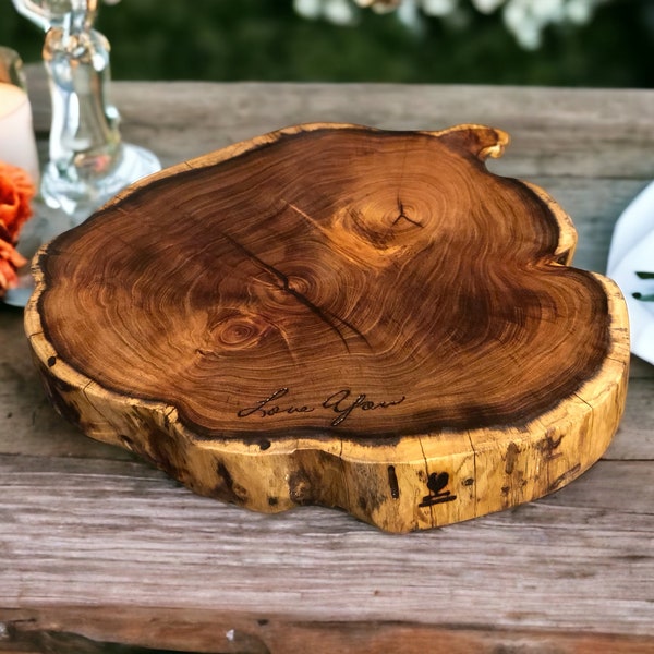 Live edge cutting board personalized thick tree slab