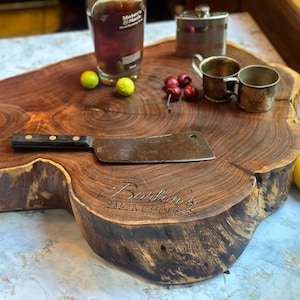 Butcher Block 10 cm dick aus Mesquite Stump extra stabil hergestellt