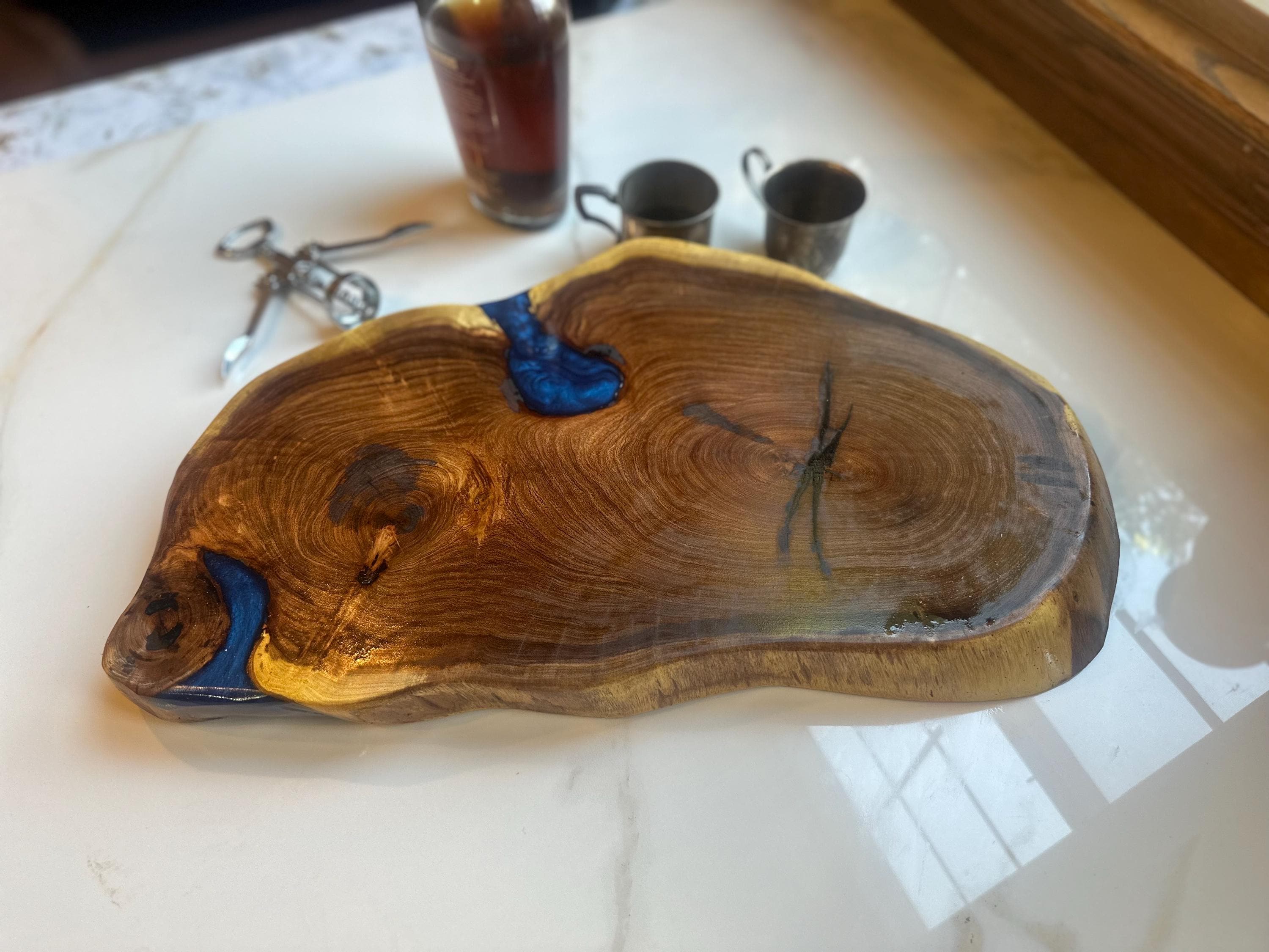Unique shape wood Freeform Mesquite cheeseboard or wooden wall art