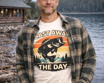 Camiseta de pesca "Náufrago", camiseta gráfica de pescador, camiseta de vida en el lago, camiseta de pesca de lubina, regalo para pescadores, camiseta de pesca al aire libre