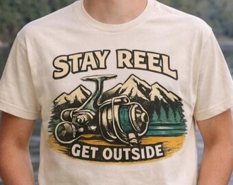 Camiseta de pesca Stay Reel Get Outside, camiseta de regalo para pescador, camiseta de pesca para papá, camiseta de vida en el lago, camiseta de pescador, camiseta gráfica de pesca al aire libre