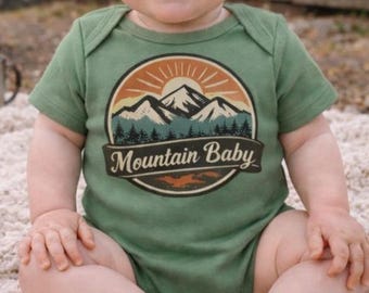Body de montaña para bebé, mono de exterior para bebé, regalo de cabaña rústica para bebé, conjunto de aventura para bebé, body de acampada para bebé