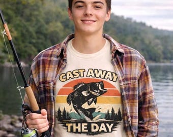 Camiseta de pesca para adolescentes "Naufrago en el día", camiseta de pesca juvenil, camiseta de pesca de lubina, camiseta para actividades al aire libre para adolescentes, camiseta de vida en el lago, regalo de pesca para adolescentes