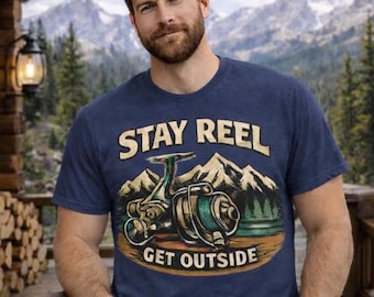 Camiseta de pesca Stay Reel Get Outside, camiseta de regalo para pescador, camiseta de pesca para papá, camiseta de vida en el lago, camiseta de pescador, camiseta gráfica de pesca al aire libre