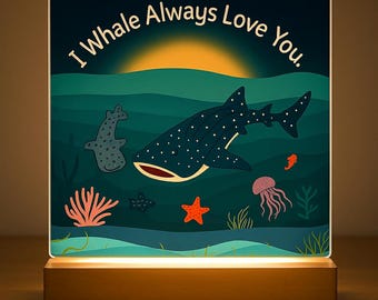 Lámpara LED de noche con forma de tiburón ballena para habitación infantil con temática oceánica