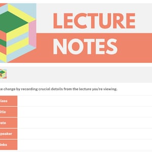 Lecture Note Taking PDF: Printable Student Notebook & Study Organizer (Digital Download)