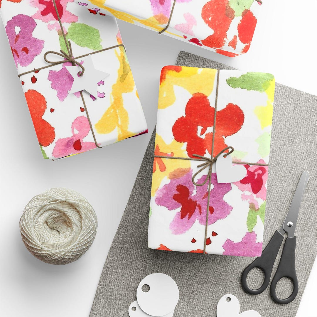 Warm Watercolor Floral Pattern Wrapping Paper | Spring Bouquet Gift ...
