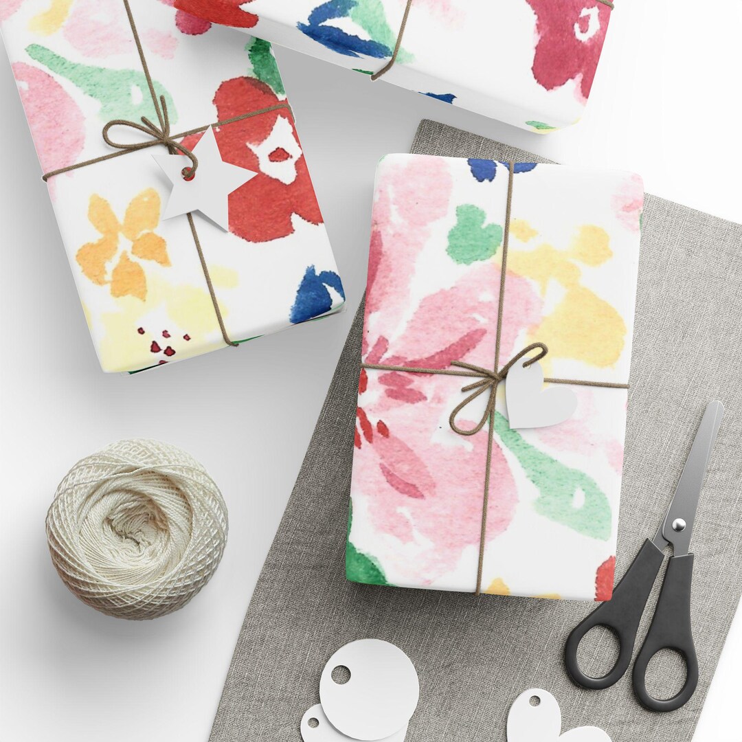 Watercolor Floral Pattern Wrapping Paper | Spring Bouquet Gift Wrap - Etsy