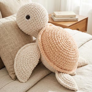 Jumbo Crochet Turtle Pattern PDF | Giant Sea Turtle Amigurumi Plush | Easy Beginner Crochet Animal Toy | Large Stuffed Turtle Tutorial