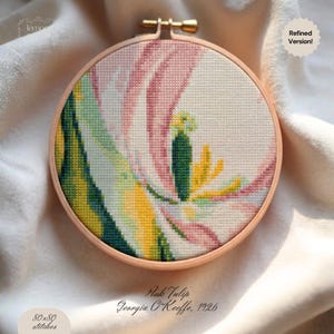Pink Tulip Georgia O'Keeffe Cross Stitch Pattern (PDF Download)