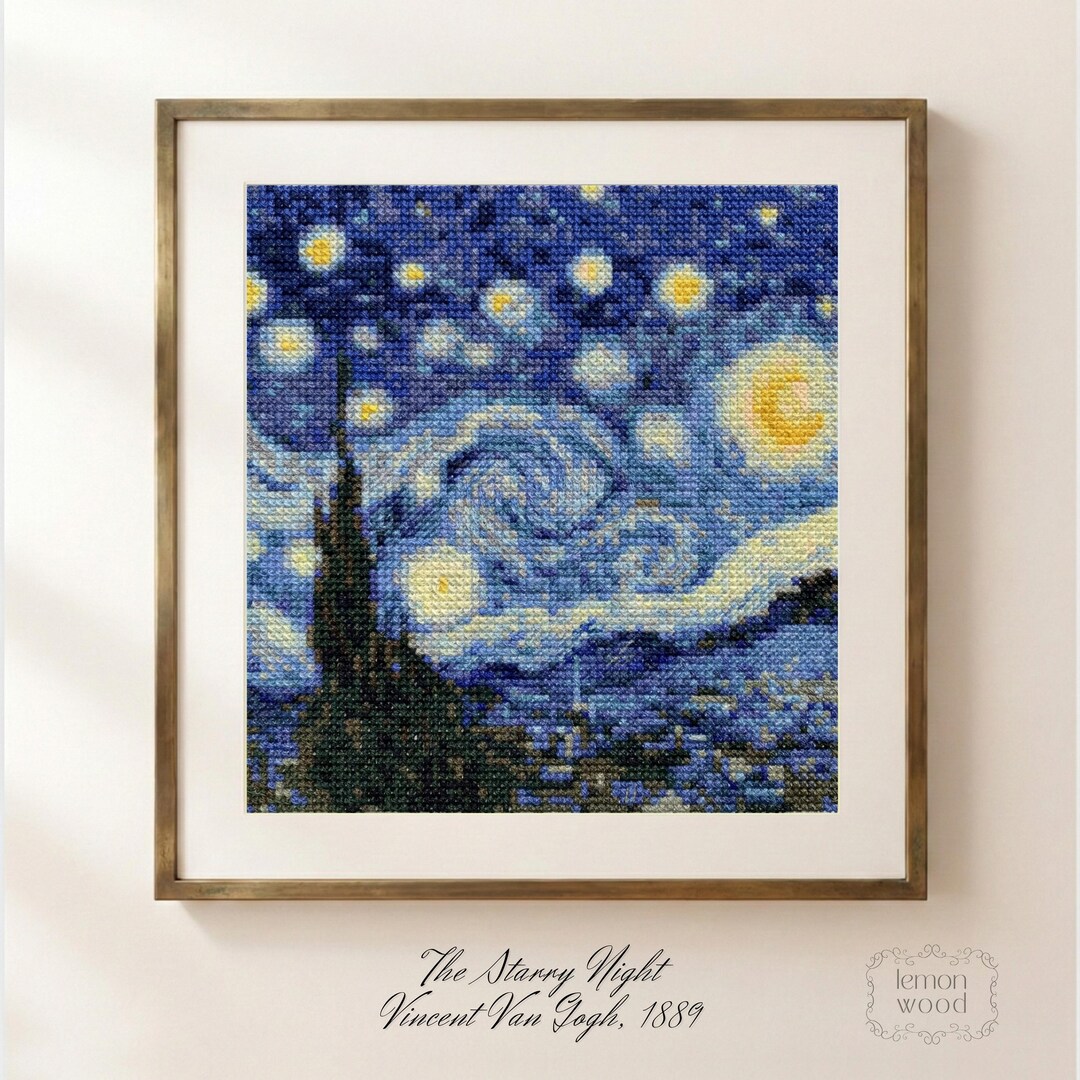 Van Gogh Starry Night Cross Stitch Pattern PDF • Famous Art Painting ...
