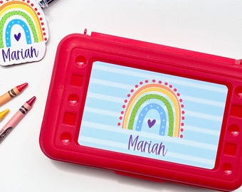 Personalized Rainbow Pencil Box - Back to School - Kids - Children - School Box - Craft storage - Toy Storage - Crayon Box