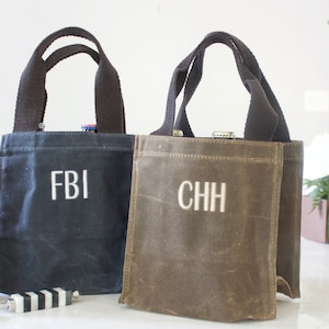 Personalized Beer Carrier - Tote Bag - Monogram Beer Bottle Carrier - 6-pack - Waxed Canvas