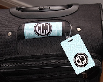 Personalized Luggage Tag - Luggage Handle Wrap - Travel Gift - Custom Luggage Tag and Wrap - Monogram Luggage Tag - Travel Gift