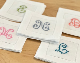 Personalized Linen Cocktail Napkins - Monogram Gift