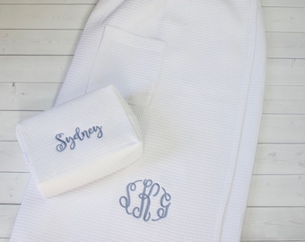 Monogrammed Towel Wrap and Matching Makeup Bag - Monogram Spa Wrap - Gift for Her - Mom - Sister - Girlfriend