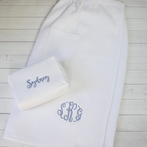 Monogrammed Towel Wrap and Matching Makeup Bag - Monogram Spa Wrap - Gift for Her - Mom - Sister - Girlfriend