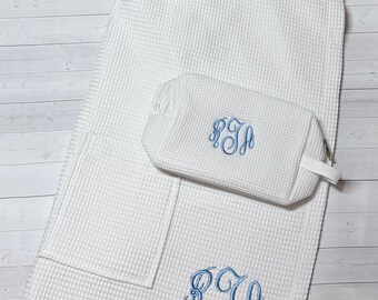 Monogrammed Towel Wrap and Matching Makeup Bag - Graduation Gift for her