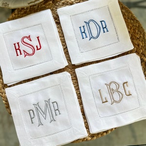 Monogram Cocktail Napkins - Personalized Embroidered Linen Napkins - Hostess - Wedding Gift